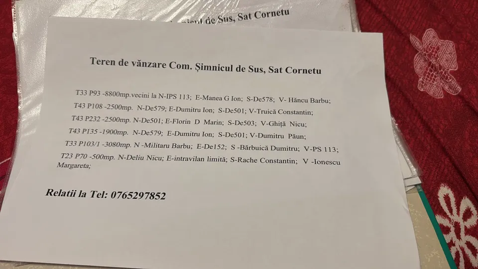 Teren Cornetu, Șimnicu de Sus